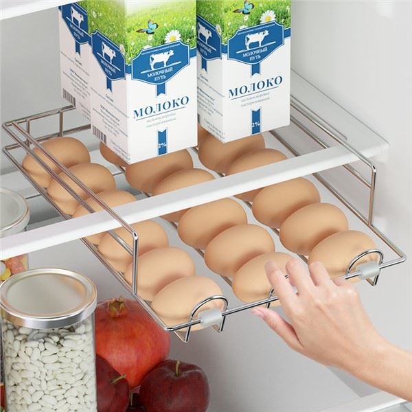 Kühlschrank-Eierregal mit Edelstahlschublade